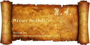 Miron Arikán névjegykártya